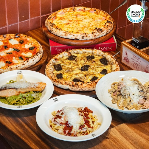 โปรโมชั่น ไลน์แมน : พิซซ่าโฮมเมด พาสต้าสไตล์อิตาเลียนแท้ Fam Time Steak and Pasta ใส่โค้ด LM500 ลดสูงสุด 100 บาท