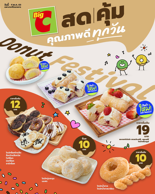 โปรโมชั่น บิ๊กซี : เบเกอรีสดคุ้ม เริ่มต้นหลักสิบ ช้อปเลย ถึง4พ.ค.