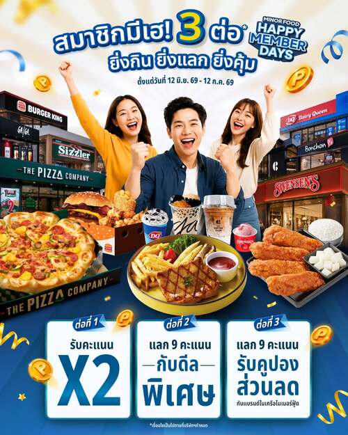 โปรโมชั่น เบอร์เกอร์คิง : Happy Member Day รับคะแนน X2 และดีลสุดพิเศษ