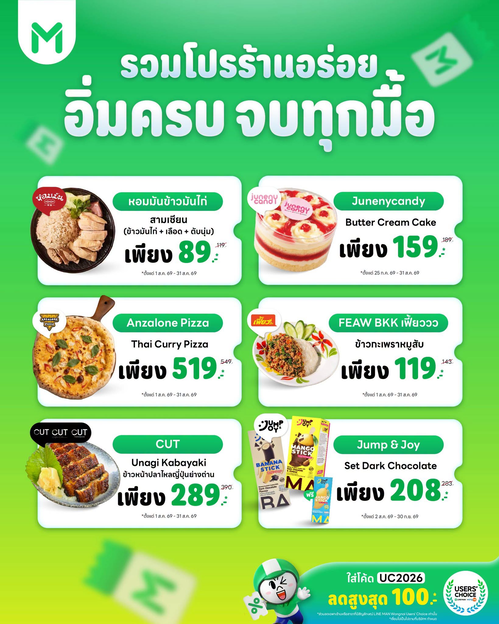 โปรโมชั่น ไลน์แมน : รวมโปรร้านอร่อย อิ่มครบ จบทุกมื้อ สั่งผ่าน #LINEMAN