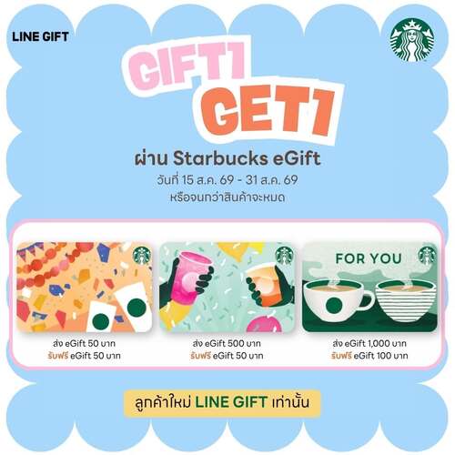 โปรโมชั่น สตาร์บัคส์ : ส่ง eGift รับ eGift ฟรี! ดับเบิ้ลความสุข Starbucks eGift