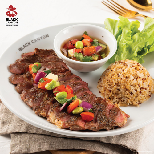โปรโมชั่น แบล็คแคนยอน : สเต็กเนื้อนิวซีแลนด์ย่างซัลซ่า+ข้าวควินัว คู่เครื่องดื่ม เริ่ม 189.-