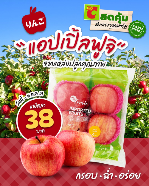 โปรโมชั่น บิ๊กซี : แอปเปิ้ลฟูจิ กรอบ ฉ่ำ หวานอร่อยทุกคำ คัดสรรคุณภาพจากแหล่งปลูก Fresh Guide แนะนำ!